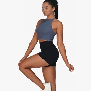 Black Athletic Biker Yoga Shorts